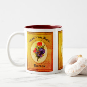 Liebe Mama personalisierter blauer Iris-Blumenstra Zweifarbige Tasse