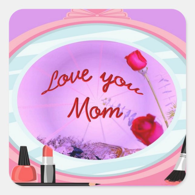 Liebe Mama Quadratischer Aufkleber (Vorderseite)
