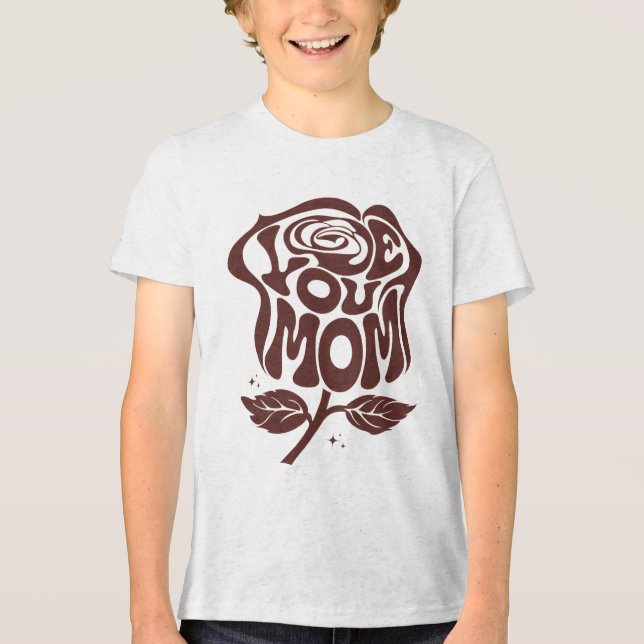 Liebe Mama Rose Typografie Tri-Blend Shirt (Vorderseite)