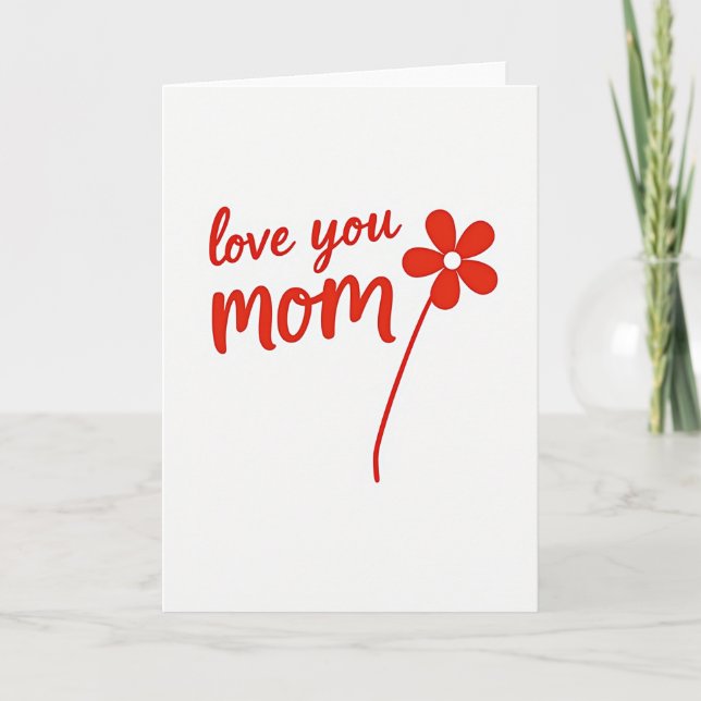 Liebe Mama Simple Red Karte (Vorderseite)