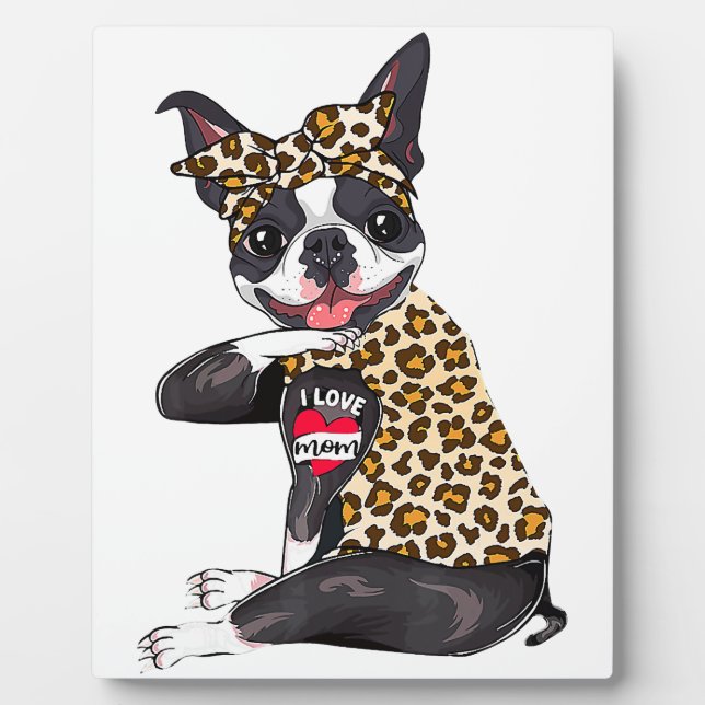 Liebe Mama Tattoo boston Terrier Hund Mutter Mama  Fotoplatte (Vorderseite)