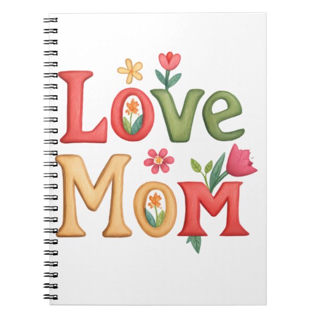 Liebe Mama Text mit Blume Notizblock (Vorderseite)