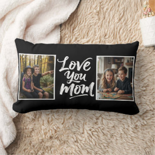 Liebe Mama Zwei-Foto-Bürstenschrift-Andenken schwa Lendenkissen
