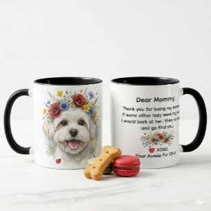 Liebe Mami Malteser Hund  Wildblumen Kranz Aquarel Tasse