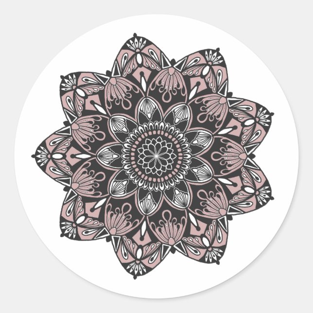 Liebe Mandala Runder Aufkleber (Vorderseite)