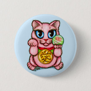 LIEBE Maneki Neko viel Glück-Katzen-niedlicher Button