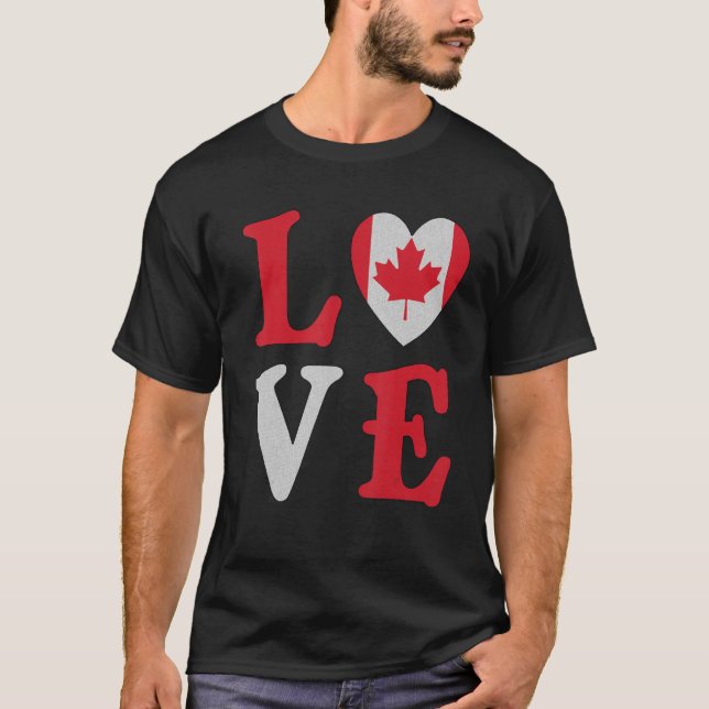 Liebe Maple Leaf Heart Canada Flag Canadian Roots  T-Shirt (Vorderseite)