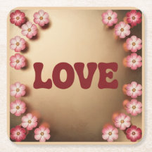 LIEBE Maroon Gold Untersetzer Set