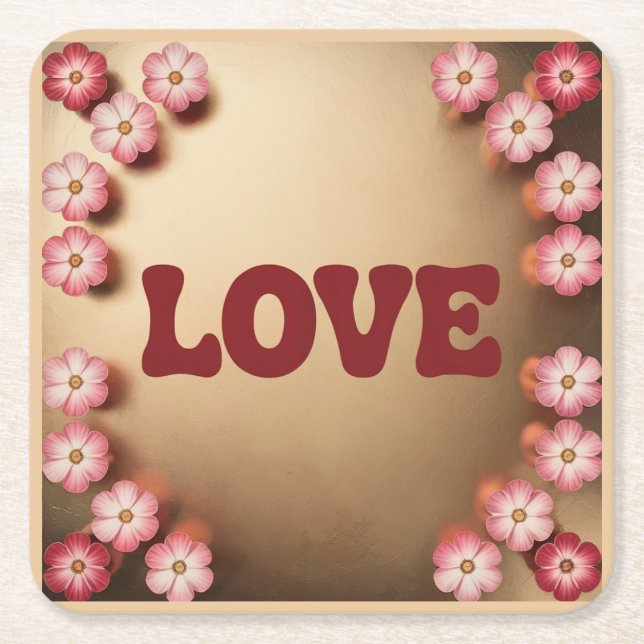 LIEBE Maroon Gold Untersetzer Set (Vorderseite)