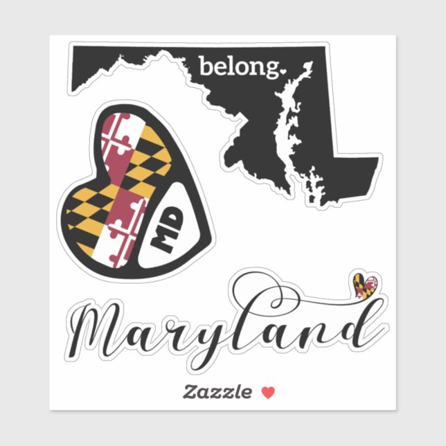 Liebe Maryland, 3 Designs, Aufkleber Die (Blatt)