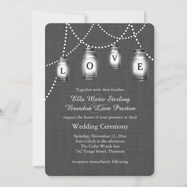 Liebe Mason Jars Hochzeitseinladung Einladung (Vorderseite)