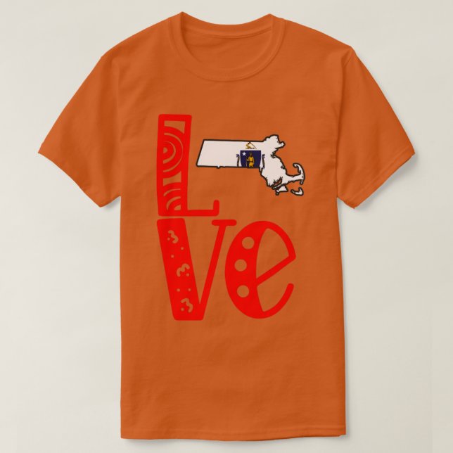 Liebe Massachusetts in Art Block Letters T-Shirt (Design vorne)