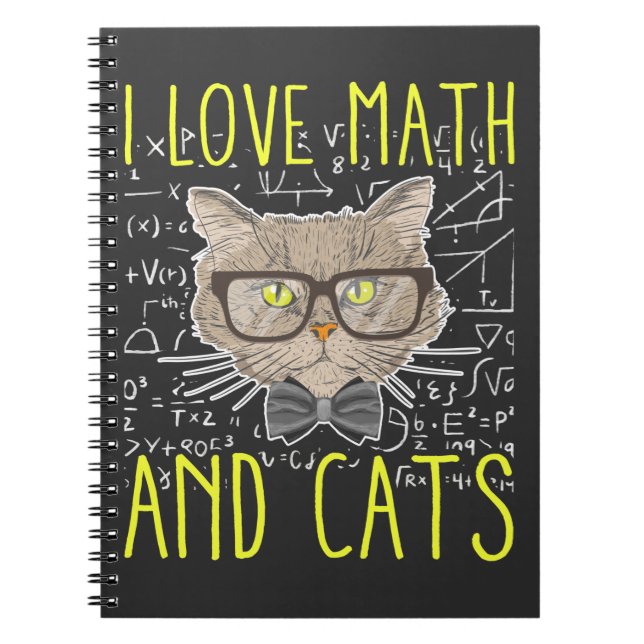 Liebe Mathe und Katzen Mathematischer Nerd Notizblock (Vorderseite)
