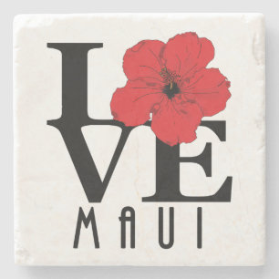 LIEBE Maui Roter Hibiskus Steinuntersetzer