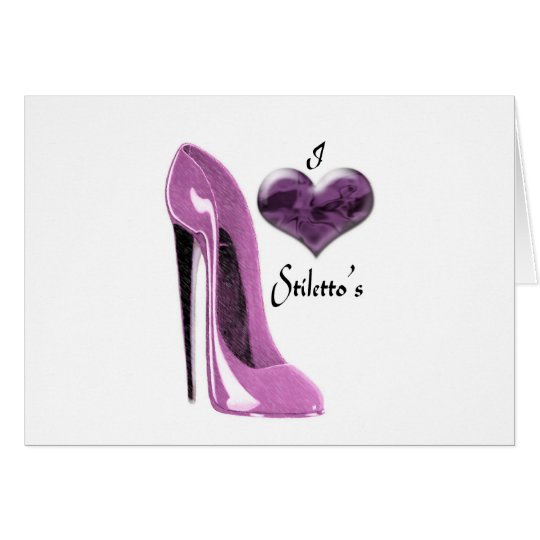 Liebe-Maulbeerrosa-Stilett-Schuh und Herz Karte
