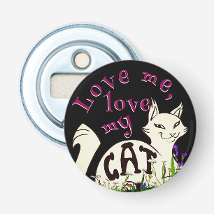 Liebe Me, Liebe meine Katze Fuchsia Lebendige Typo Flaschenöffner