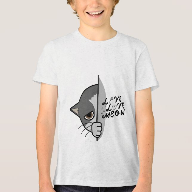 Liebe Meat Cat Lover Design #catlover #catlife #ca Tri-Blend Shirt (Vorderseite)