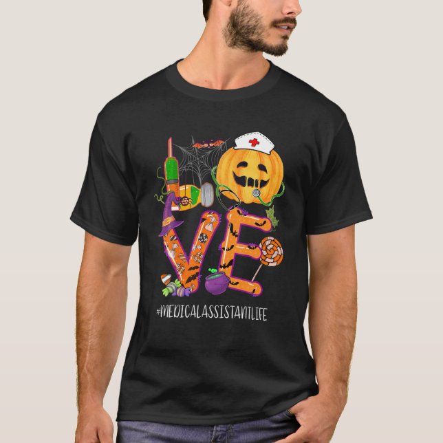Liebe Medical Assistant Life Halloween Pumpkin Vac T-Shirt (Vorderseite)