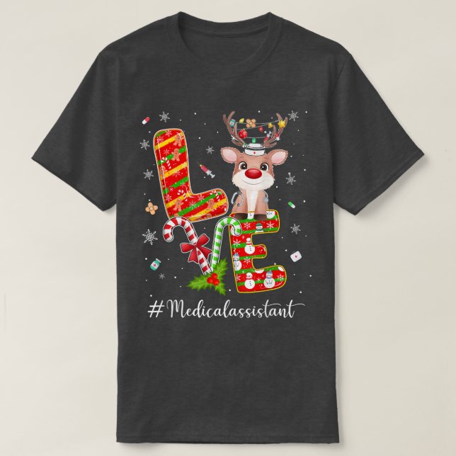 LIEBE Medical Assistant Rentier Candy Cane Christm T-Shirt (Design vorne)