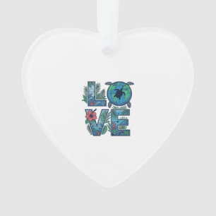 Liebe Meeresschildkröte Erde Tropisch Ornament