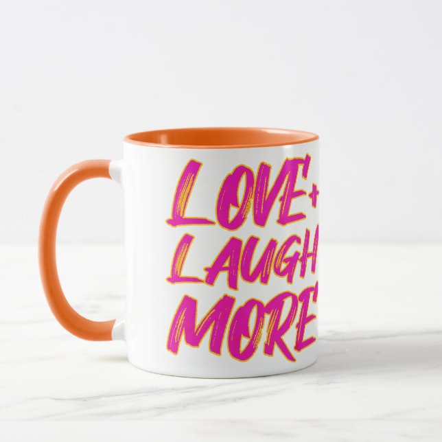 Liebe + mehr lachen tasse (Links)