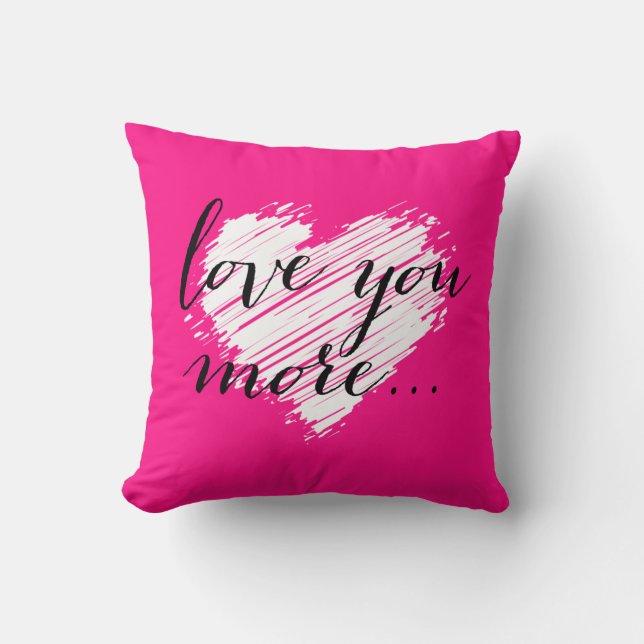 Liebe mehr... weißes Herz Kissen (Vorderseite)
