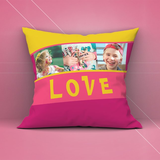 LIEBE Mehrfarbiges Foto, Streifen-Kissen Kissen (LOVE Multiple Photo Colorful Striped Throw Pillow ©Susanne Sachers - Sunny Mind Design)