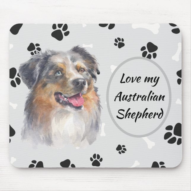 Liebe Mein australischer Schäferhund Pawprint Maus Mousepad (Vorne)