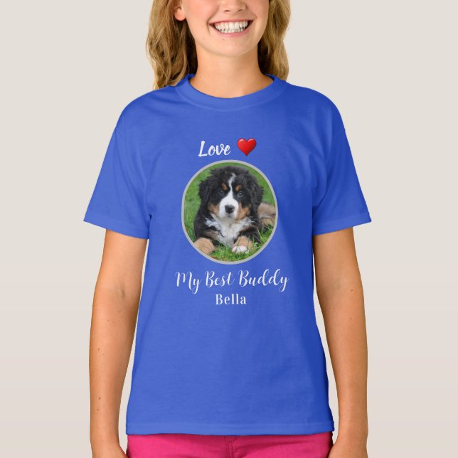 Liebe Mein bester Buddy personalisiert Hund Foto T-Shirt (Vorderseite)