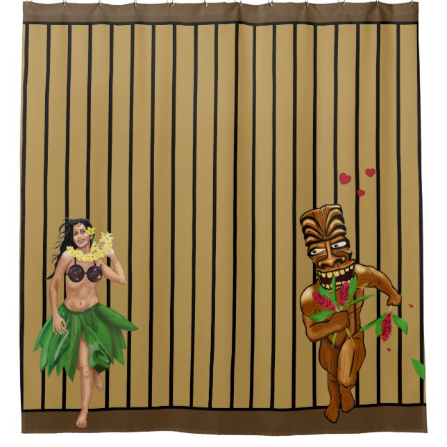 Liebe mein Hula Mädchen Tiki Duschvorhang (Vorderseite)