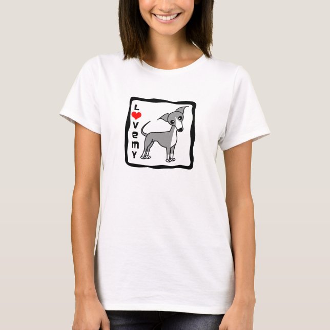Liebe mein italienischer Windhund - Grau T-Shirt (Vorderseite)
