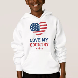 Liebe mein Land patriotisches Herz USA-Flagge Vint Hoodie