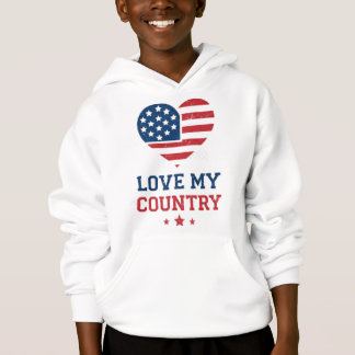 Liebe mein Land patriotisches Herz USA-Flagge Vint Hoodie