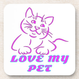 LIEBE MEIN NIEDLICHER PINK PET CAT GETRÄNKEUNTERSETZER