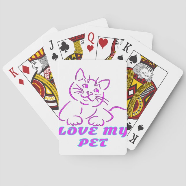 LIEBE MEIN NIEDLICHER PINK PET CAT SPIELKARTEN (Rückseite)