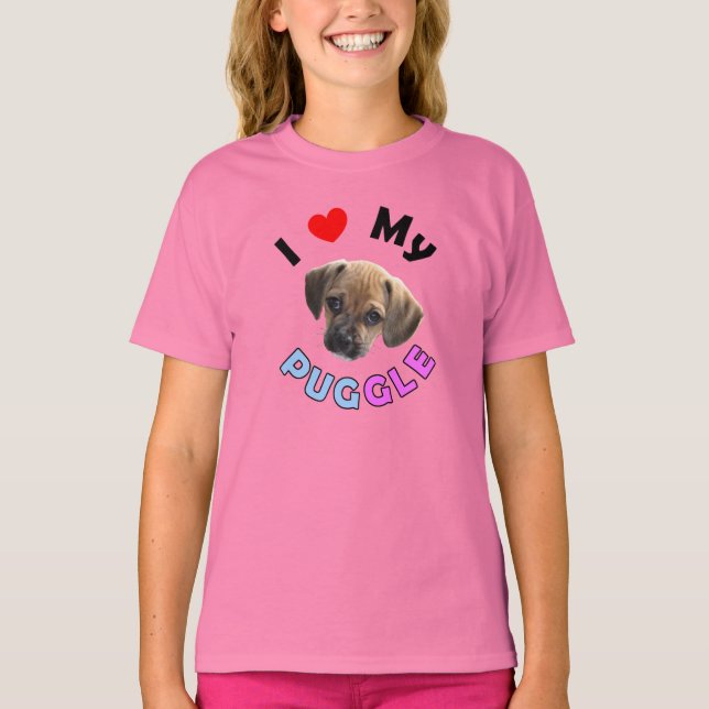 Liebe Mein Puggle Kids Shirt (Vorderseite)