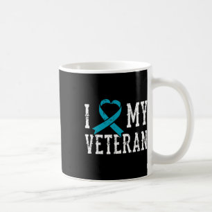 Liebe Mein Veteran Aquamarin Ribbon Ptsd Outfit Ge Kaffeetasse