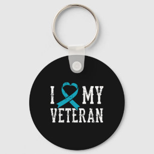 Liebe Mein Veteran Aquamarin Ribbon Ptsd Outfit Ge Schlüsselanhänger