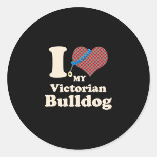 Liebe mein viktorianisches Bulldoggenherz Hundebes Runder Aufkleber