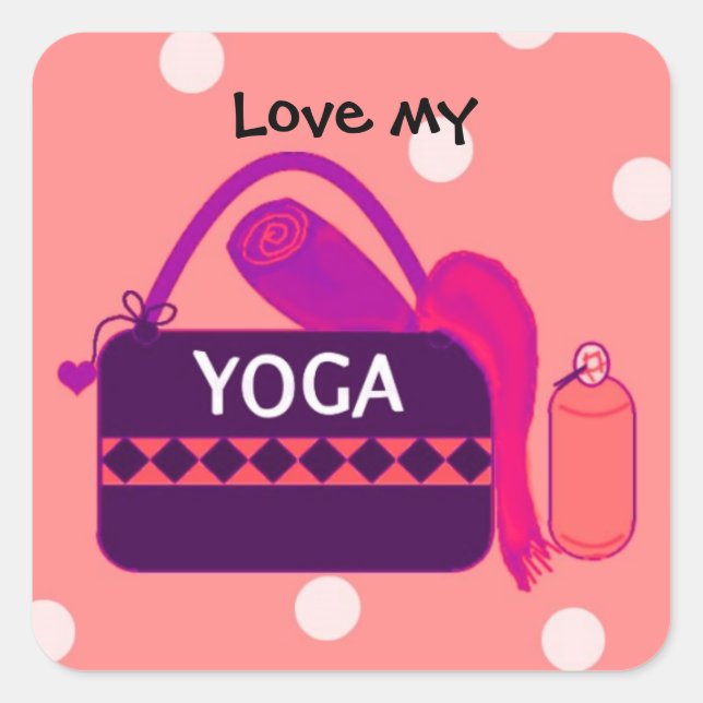 Liebe mein Yoga Quadratischer Aufkleber (Vorderseite)