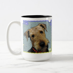 Liebe meine Airedale-Tasse Zweifarbige Tasse