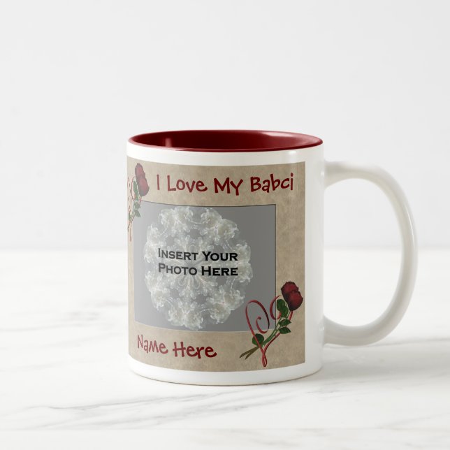 Liebe Meine Babci-Rose Polnische Großmutter Zweifarbige Tasse (Rechts)