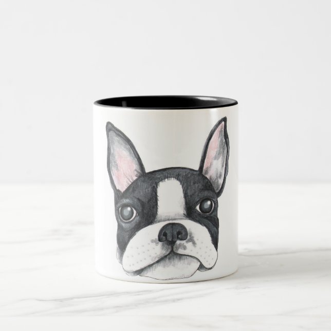 Liebe meine französische Terrier-Kaffee-Tasse Zweifarbige Tasse (Mittel)