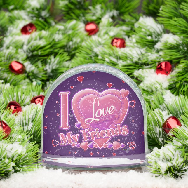 Liebe Meine Freunde rosa/lila - Herz Schneekugeln (Weihnachten)