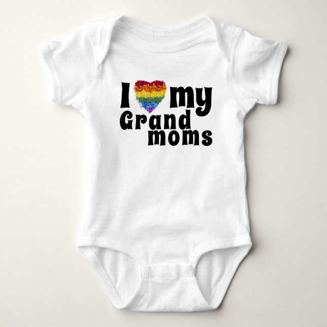 Liebe meine Grand Moms-Herzform Pride Blume Baby Strampler (Vorderseite)