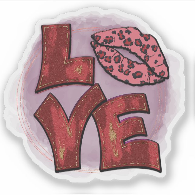 Liebe meine Leoparden Lippen - Valentinsticker Aufkleber (Vorderseite)