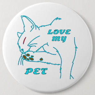 LIEBE MEINE NIEDLICHE AQUA PET CAT BUTTON