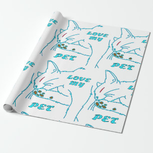 LIEBE MEINE NIEDLICHE AQUA PET CAT GESCHENKPAPIER
