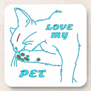 LIEBE MEINE NIEDLICHE AQUA PET CAT GETRÄNKEUNTERSETZER