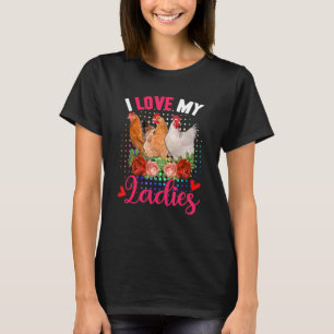 Liebe Meine Niedlichen Damen Drei Hühner Blume Bau T-Shirt